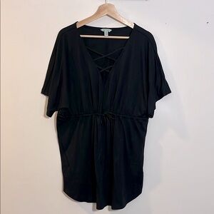 Balance Collection Women’s Black V-Neck Tunic with Drawstring